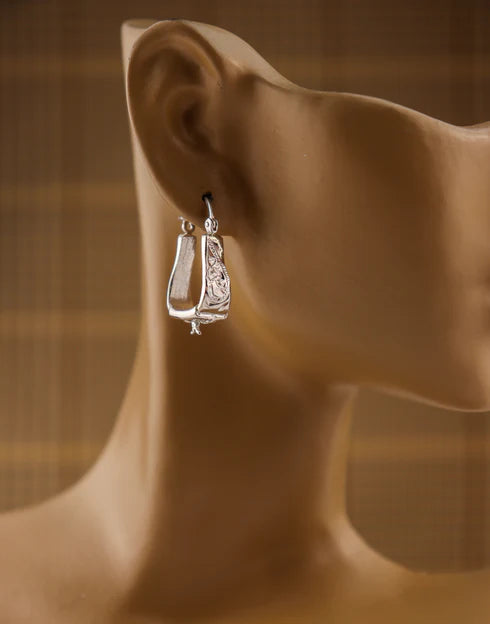 Designs by Loriece - Silver Western Stirrup Earrings