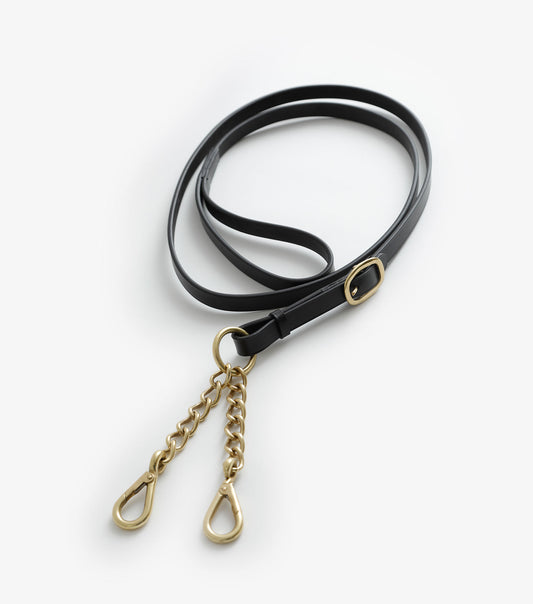 Premier Equine UK Leather Lead Shank with Chain Coupling - Black