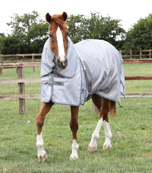 Premier Equine UK Super Lite Fly Rug with Surcingles - Silver